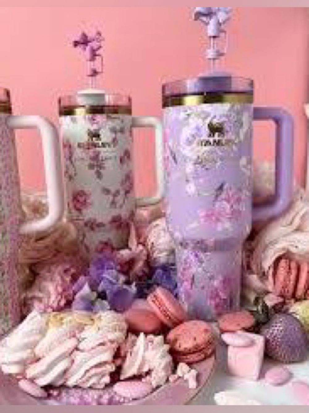 Stanley x Loveshackfancy “Happy Thoughts” viral purple cup floral flowers 💜 gift - Picture 5 of 9